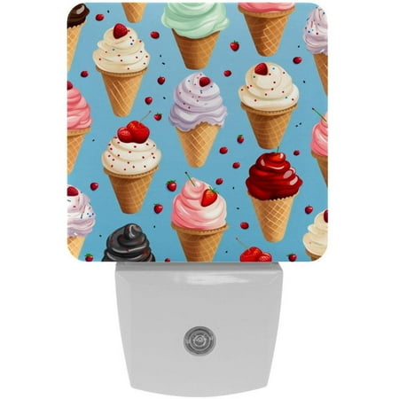Ice Cream LED Square Night Lights - Energy Efficient Plug-in Wall Lamp with Auto Sensor Soft Glow Illumination - for Bedroom Nursery Bathroom - Set of 2 White
Ice Cream LED Square Night Lights - Energy Efficient Plug-in Wall Lamp with Auto Sensor Soft Glow Illumination - for Bedroom Nursery Bathroom - Set of 2 White