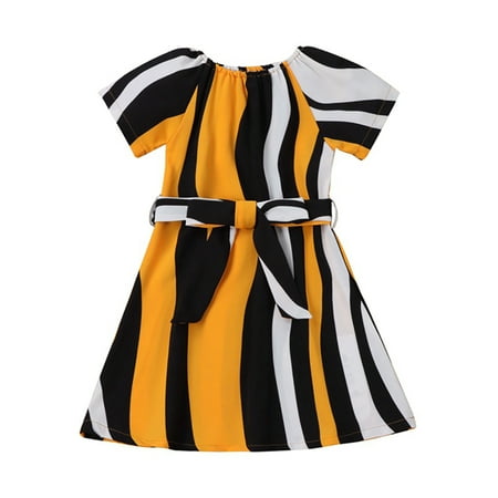 Toddler Girls Dress Striped Short Sleeve Bowknot Belt Knee Length A-Line Dress
Toddler Girls Dress Striped Short Sleeve Bowknot Belt Knee Length A-Line Dress