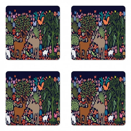 Animal Coaster Set of 4 Abstract Depiction of Reindeer Couple in Jungle with Flowers and Trees Illustration Square Hardboard Gloss Coasters Standard Size Multicolor by Ambesonne
Animal Coaster Set of 4 Abstract Depiction of Reindeer Couple in Jungle with Flowers and Trees Illustration Square Hardboard Gloss Coasters Standard Size Multicolor by Ambesonne