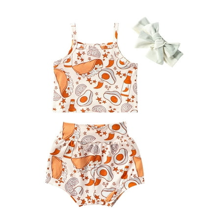 aturustex 0-24 Months Infant Baby Girls 3PCS Shorts Sets Sleeveless Avocado Print Cami Tops and Shorts Headband Sets Summer Clothes
aturustex 0-24 Months Infant Baby Girls 3PCS Shorts Sets Sleeveless Avocado Print Cami Tops and Shorts Headband Sets Summer Clothes