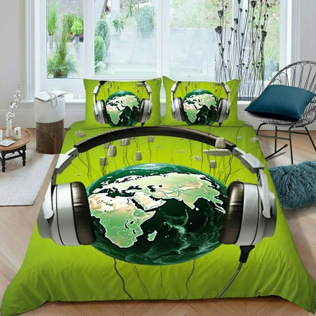 FUMJ Music Notes Globe Headphones 3-Piece Bedding Set Comfortable Breathable Bedroom Guest Room 87x68in
FUMJ Music Notes Globe Headphones 3-Piece Bedding Set Comfortable Breathable Bedroom Guest Room 87x68in