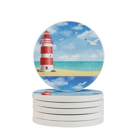 Circular Drink Coasters Set Beach Realistic Illustration Lighthouse Beautiful Home Decor Diatomite Heat-Resistant Diatomite Protect Table Countertop
Circular Drink Coasters Set Beach Realistic Illustration Lighthouse Beautiful Home Decor Diatomite Heat-Resistant Diatomite Protect Table Countertop