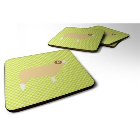 Horned Dorset Sheep Green Foam Coaster Set of 4