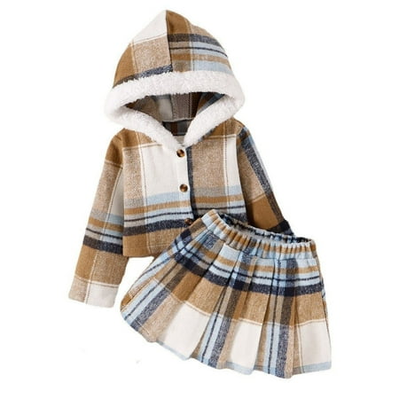 KDFJPTH Toddler Outfits Girls Long Sleeve Plaid Printing Hoodie Button Down Coat Skirts Two Piece Fall Winter Casual Suit Clothes Set
KDFJPTH Toddler Outfits Girls Long Sleeve Plaid Printing Hoodie Button Down Coat Skirts Two Piece Fall Winter Casual Suit Clothes Set