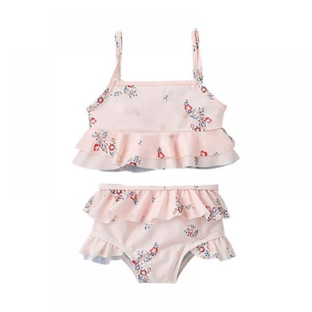 

Baozhu Two-pieces Ruffled Bathing Suits for Teen Girls Toddler Girls Floral Swimsuits Strappy Crop Top and Bikini Bottoms Swimwear Kids Sunsuit Bikini Suit 3-4 Years