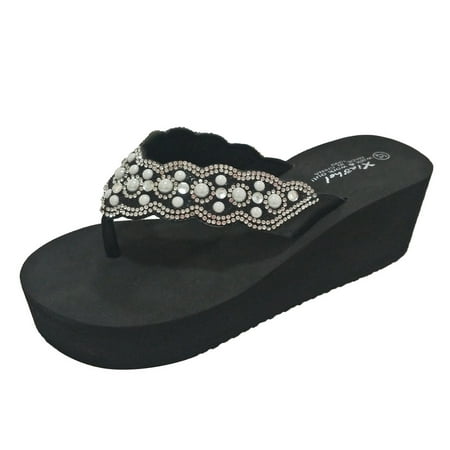 Pgeraug slippers for women Summer Slippers Fashion Rhinestones Wedges Flip Flops Women s Casual Beach Shoes lady s shoes Black 37
Pgeraug slippers for women Summer Slippers Fashion Rhinestones Wedges Flip Flops Women s Casual Beach Shoes lady s shoes Black 37