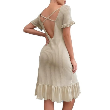 Casual Solid V neck Sleepshirts Short Sleeve Khaki Womens Lounge Dresses (Women s)
Casual Solid V neck Sleepshirts Short Sleeve Khaki Womens Lounge Dresses (Women s)