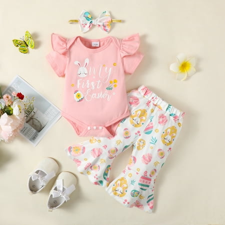3Pcs Toddler Baby Girls Easter Clothing Sets Bunny Short Sleeve T-Shirt Tops + Flared Long Pants with Headband 0-18M
3Pcs Toddler Baby Girls Easter Clothing Sets Bunny Short Sleeve T-Shirt Tops + Flared Long Pants with Headband 0-18M