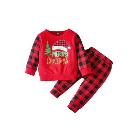 wsevypo Toddler Baby Girl Boy Christmas Set Letter Print Long Sleeve Pullover Top + Elastic Waist Plaid Print Long Pants
wsevypo Toddler Baby Girl Boy Christmas Set Letter Print Long Sleeve Pullover Top + Elastic Waist Plaid Print Long Pants