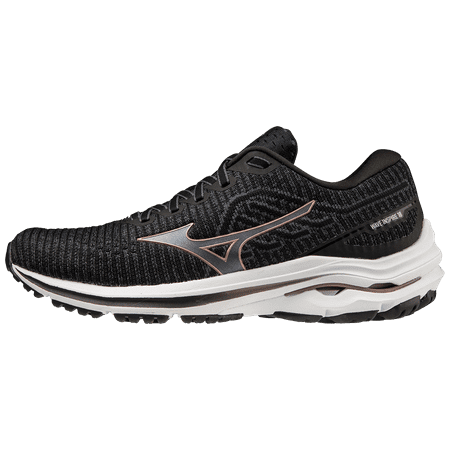 Mizuno Women s Wave Inspire 18 Waveknit™ Running Shoe Size 7 Ebony (Eyey)