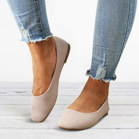 Sandals Women Square Toe Flat Shoes Slip On Pointed Toe Shallow Mouth Simple Single Shoes Casual Shoes Work Shoes