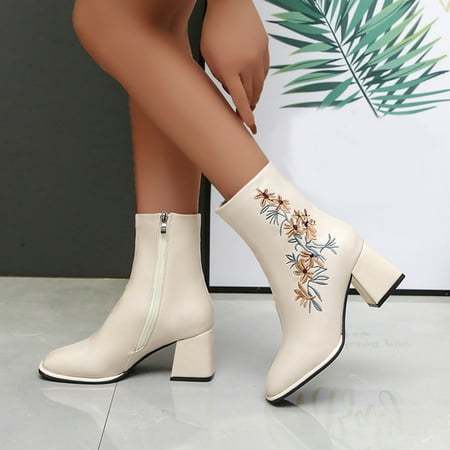 ERTUTUYI Ladies Fashion Ethnic Embroidered Boots Square Toe Fleece Chunky High Heel Booties Beige 38
ERTUTUYI Ladies Fashion Ethnic Embroidered Boots Square Toe Fleece Chunky High Heel Booties Beige 38