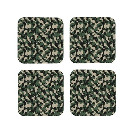 Coasters Set of 4 - Dark Green Camo Drink Coasters for Tabletop Protection Leather Coasters for Living Room Decor and Housewarming Gift Square
Coasters Set of 4 - Dark Green Camo Drink Coasters for Tabletop Protection Leather Coasters for Living Room Decor and Housewarming Gift Square