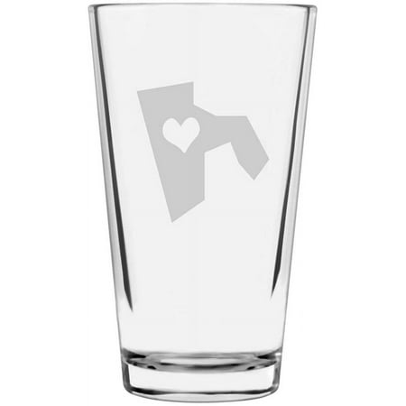 Rhode Island Heart States Etched 16oz Libbey Pint Glass