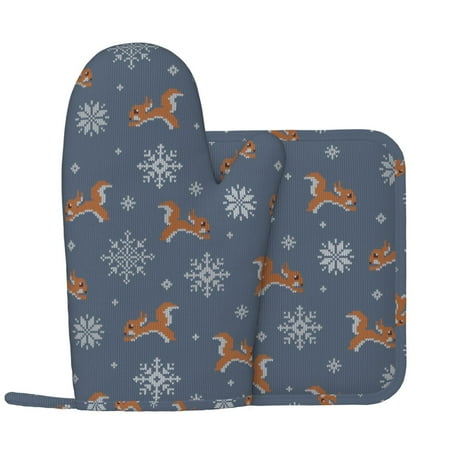 Oven Mitts and Pot Holders Sets - Weaving Cute Squirrel Snowflake Heat Resistant Silicone Oven Gloves (Left Glove) with Non-Slip Silicone Surface and hot pads for kitchen Baking Cooking
Oven Mitts and Pot Holders Sets - Weaving Cute Squirrel Snowflake Heat Resistant Silicone Oven Gloves (Left Glove) with Non-Slip Silicone Surface and hot pads for kitchen Baking Cooking