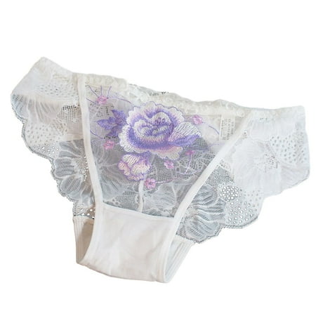 Women Lace Seamless Underwear Skin-Friendly See Though Briefs Panties Knickers