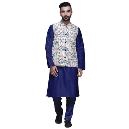 Atasi Traditional Mens Dupion Silk Kurta Pajama Set With Nehru Jacket Men Wear