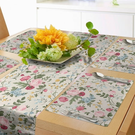 Vintage Botany Table Runner & Placemats Victorian and Colorful Endemic Flower Bouquets Prettily Blooming Set for Dining Table Placemat 4 pcs + Runner 12 x90 Eggshell Multicolor by Ambesonne
Vintage Botany Table Runner & Placemats Victorian and Colorful Endemic Flower Bouquets Prettily Blooming Set for Dining Table Placemat 4 pcs + Runner 12 x90 Eggshell Multicolor by Ambesonne