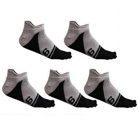 KARLSITEK Men Cotton Low Cut Toe Socks 5 Finger No Show Mesh Wicking