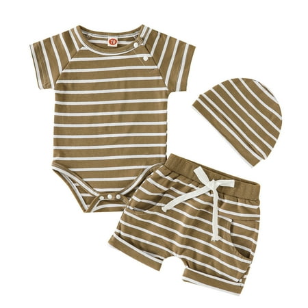 Wiueurtly Boys Girls Short Sleeve Striped Prints Romper Bodysuit Shorts Hat Outfits Baby Boy Shorts
Wiueurtly Boys Girls Short Sleeve Striped Prints Romper Bodysuit Shorts Hat Outfits Baby Boy Shorts