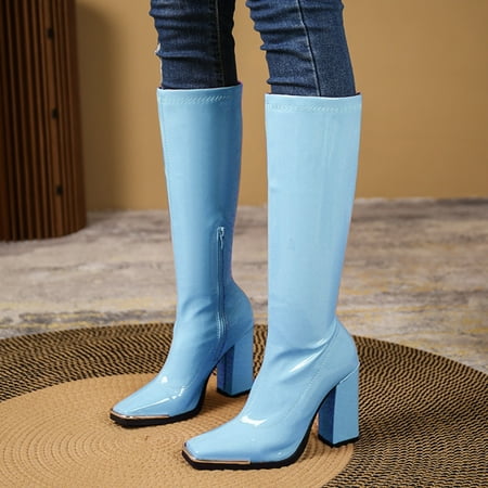ERTUTUYI Ladies Square Toe Solid Color Bright Leather Candy Color Square High Heel Retro Zipper Mid Boots Women s Shoes Blue 41
ERTUTUYI Ladies Square Toe Solid Color Bright Leather Candy Color Square High Heel Retro Zipper Mid Boots Women s Shoes Blue 41