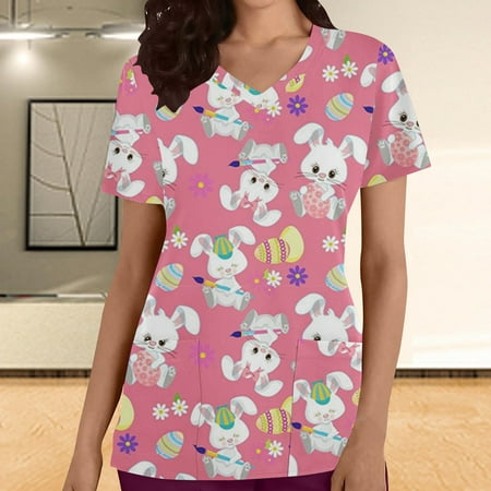 Womens Easter Nursing Scrub Tops Summer Clearance Women s Casual T-Shirt Short Sleeve V-neck Tops Working Uniform Easter Print With Pocket Workwear Blouse
Womens Easter Nursing Scrub Tops Summer Clearance Women s Casual T-Shirt Short Sleeve V-neck Tops Working Uniform Easter Print With Pocket Workwear Blouse