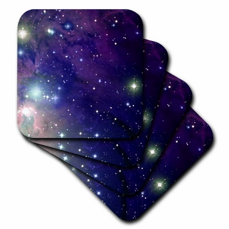 

3dRose Cool outer space stars and planets dark blue design - science fiction sci-fi geek astronomy nerd Soft Coasters set of 4