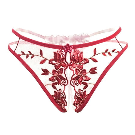 Ruidigrace Lace Underwear Crotchless Hollow Women Underpant Embroidery