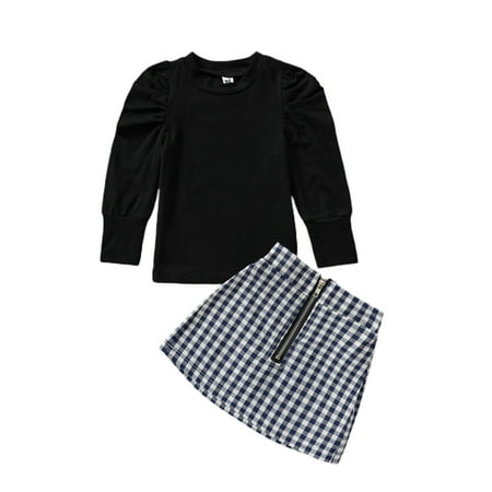 Sunisery Autumn Toddler Baby Girls Outfits Solid Color Long Sleeve T-shirt and Plaid Short Skirt Set Black 6-12 Months
Sunisery Autumn Toddler Baby Girls Outfits Solid Color Long Sleeve T-shirt and Plaid Short Skirt Set Black 6-12 Months