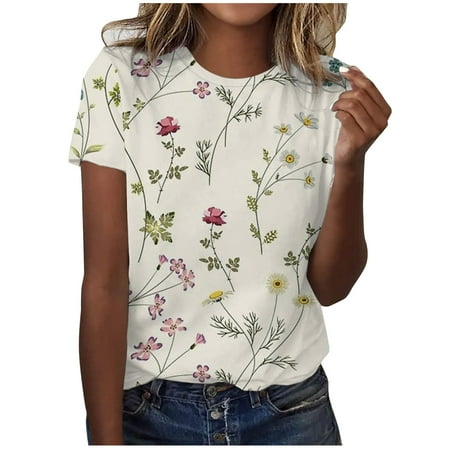 Womens Summer Tops Women Oversize Summer Casual Short Sleeve Round Neck Printed Sleeve Tops Loose Blouse T Shirts for Women Beige S
Womens Summer Tops Women Oversize Summer Casual Short Sleeve Round Neck Printed Sleeve Tops Loose Blouse T Shirts for Women Beige S