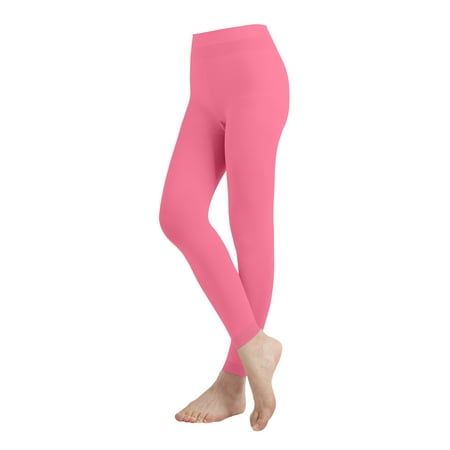 

EMEM Apparel Women s Ladies Solid Colored Seamless Opaque Dance Ballet Costume Full Length Microfiber Footless Tights Leggings Stockings Hot Pink A