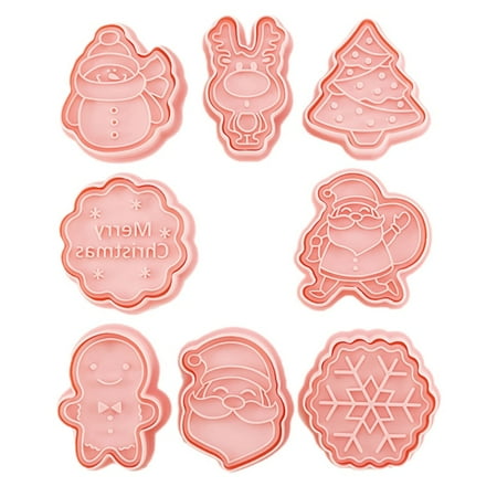 tsondianz 8PCS Christmas Cartoon Pressed Fondant Biscuit Mold