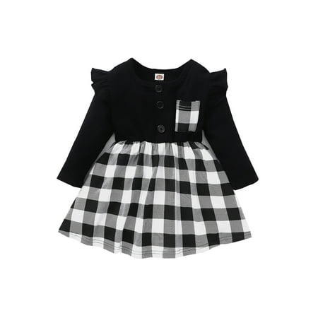 Yuemengxuan Baby Girl Dress Long Sleeve Crew Neck Plaid Patchwork Dress for Casual Daily Party
Yuemengxuan Baby Girl Dress Long Sleeve Crew Neck Plaid Patchwork Dress for Casual Daily Party