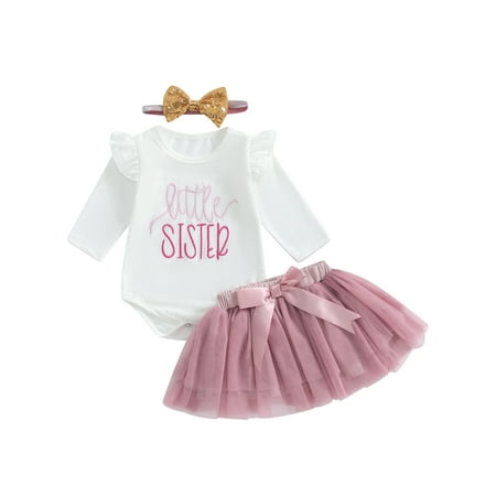 SANSIWU Infant Baby Girl Autumn Outfits Long Sleeve Letter Print Romper+Tulle Tutu Skirt+Headband Set
SANSIWU Infant Baby Girl Autumn Outfits Long Sleeve Letter Print Romper+Tulle Tutu Skirt+Headband Set