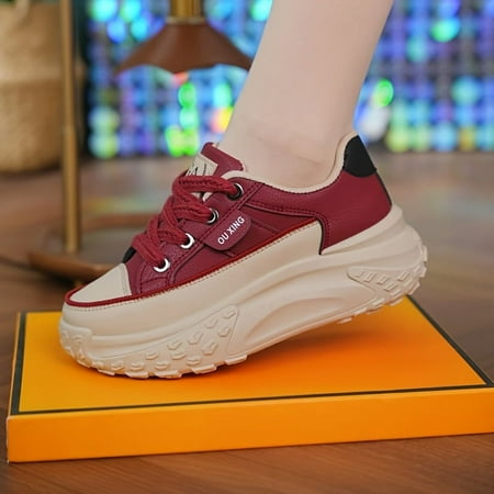DONGGTGDZ Chunky Platform Sneakers for Fashionable Individuals - Low Top Faux Leather Shoes with Casual Lace Up Design Perfect for Walking and Skateboarding
DONGGTGDZ Chunky Platform Sneakers for Fashionable Individuals - Low Top Faux Leather Shoes with Casual Lace Up Design Perfect for Walking and Skateboarding