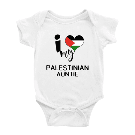 I Heart My Palestinian Auntie Palestine Love Flag Baby One-Pieces Baby Bodysuit (White 18-24 Months)
I Heart My Palestinian Auntie Palestine Love Flag Baby One-Pieces Baby Bodysuit (White 18-24 Months)