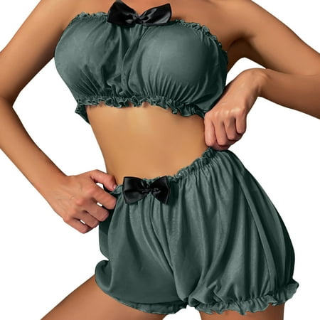 Frehsky lingerie for women Ladies Lingerie Velvet Suit Pajamas Lace Stitching Lingerie Green
Frehsky lingerie for women Ladies Lingerie Velvet Suit Pajamas Lace Stitching Lingerie Green