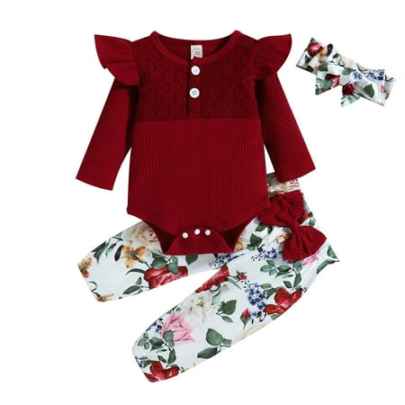 Viworld Newborn Clothes Baby Girls Button Lace Long Sleeve Ruffle Romper Floral long Pants Set Red 12-18 Months
Viworld Newborn Clothes Baby Girls Button Lace Long Sleeve Ruffle Romper Floral long Pants Set Red 12-18 Months