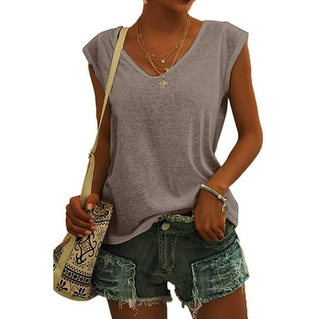 Moxiu Womens Summer Tops Womens Cap Sleeve Blouses T-Shirt Summer V Neck Casual Loose Fit Basic Shirts Tank Tops
Moxiu Womens Summer Tops Womens Cap Sleeve Blouses T-Shirt Summer V Neck Casual Loose Fit Basic Shirts Tank Tops