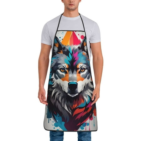 Zeuib Tie-Dye Wolf Head Print Unisex Waterproof Aprons Cooking Aprons for Kitchen Gardening and Salon Water & Oil Resistant 
Zeuib Tie-Dye Wolf Head Print Unisex Waterproof Aprons Cooking Aprons for Kitchen Gardening and Salon Water & Oil Resistant