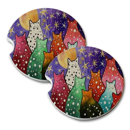 KuzmarK Sandstone Car Drink Coaster (set of 2) - Polka Dot Kitties with Moon and Stars Abstract Cat Art by Denise Every
KuzmarK Sandstone Car Drink Coaster (set of 2) - Polka Dot Kitties with Moon and Stars Abstract Cat Art by Denise Every
