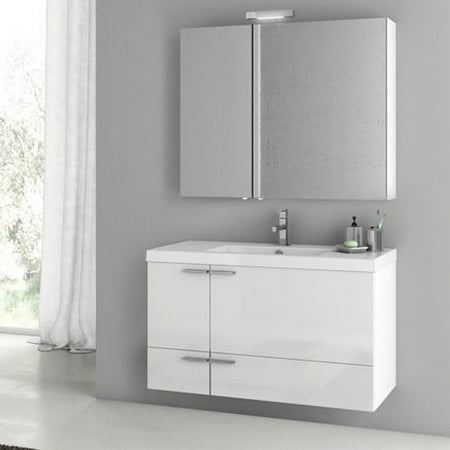 ACF by Nameeks ACF ANS06-GW New Space 39-in. Single Bathroom Vanity Set - Glossy White