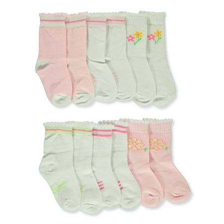 Big Oshi Lovely Floral 6-Pack Crew Socks (Sizes 0M - 24M) - pink 0 - 9 months