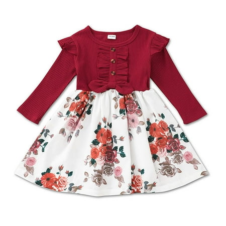 EHTMSAK Infant Baby Toddler Child Children Kids Long Sleeve Dress for Girl Fall Winter Sundress Floral Dresses Wine 18M-6Y 90
EHTMSAK Infant Baby Toddler Child Children Kids Long Sleeve Dress for Girl Fall Winter Sundress Floral Dresses Wine 18M-6Y 90