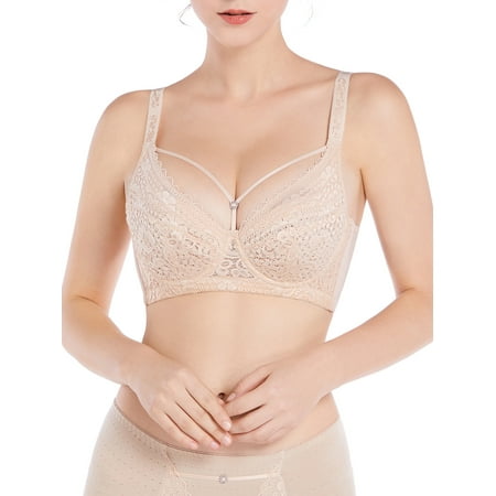 Gecheer Women Plus Size Bra Lace Thin Padded with Underwire Bras