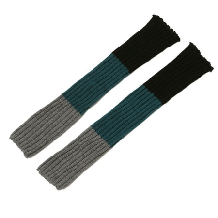 

Women Winter Ribbed Knit Long Leg Warmers Triple Colorblock Foot Cover Socks