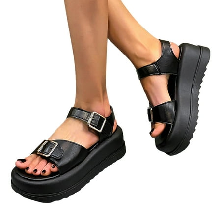 ZHAGHMIN Platform Sandals Female Open Toe Buckle Solid Color Thick Bottom Beach Shoes Non Slip Simple Pu Leather Open Women Sandals Black Size7
ZHAGHMIN Platform Sandals Female Open Toe Buckle Solid Color Thick Bottom Beach Shoes Non Slip Simple Pu Leather Open Women Sandals Black Size7
