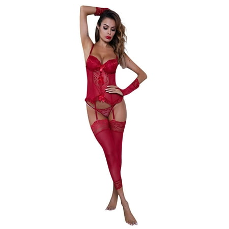 Amuver Female Lingerie Set Lace Floral Spaghetti Strap Brassiere+ Panties+ Gloves+ Foot Cover for Women S/M/L/XL/XXL
Amuver Female Lingerie Set Lace Floral Spaghetti Strap Brassiere+ Panties+ Gloves+ Foot Cover for Women S/M/L/XL/XXL