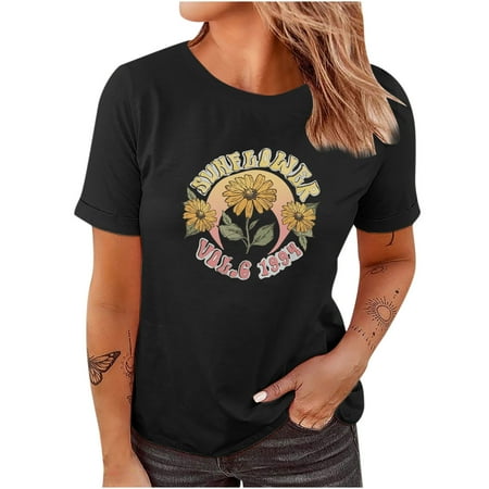 Shirts for Women Shirts for Women Womens Fashion Casual Print Round Neck Loose Short Sleeve T Shirt Top Pullover Crop Top Corset Top on Clearance White Tank Tops Women Black M
Shirts for Women Shirts for Women Womens Fashion Casual Print Round Neck Loose Short Sleeve T Shirt Top Pullover Crop Top Corset Top on Clearance White Tank Tops Women Black M