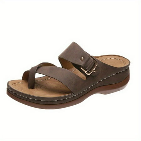 Women‘s Toe Loop Wedge Slippers Solid Color Non Slip Arch Support Buckle Strap Slides Shoes Casual Open Toe Shoes
Women‘s Toe Loop Wedge Slippers Solid Color Non Slip Arch Support Buckle Strap Slides Shoes Casual Open Toe Shoes